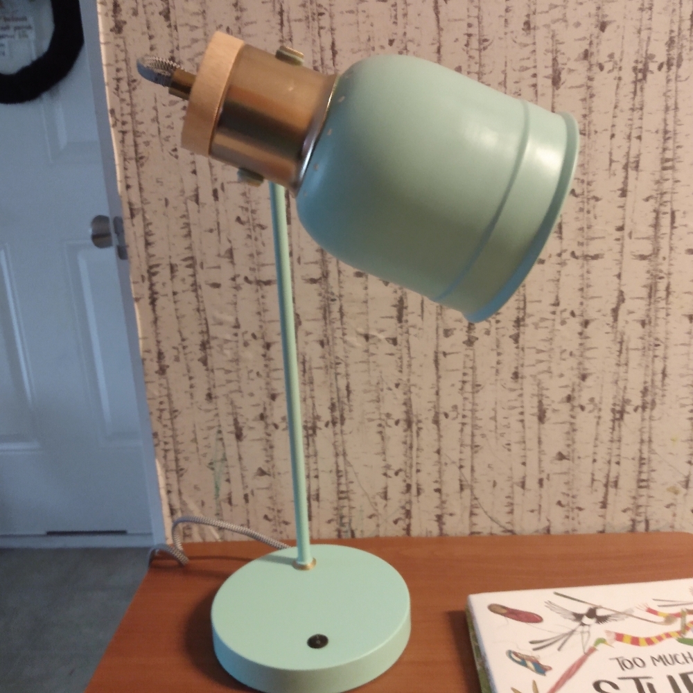 Desk lamp Sea Green and Gold with USB charger port